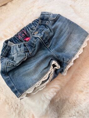 The Children's Place Denim Lace Trim Shorts - Blue, 2T